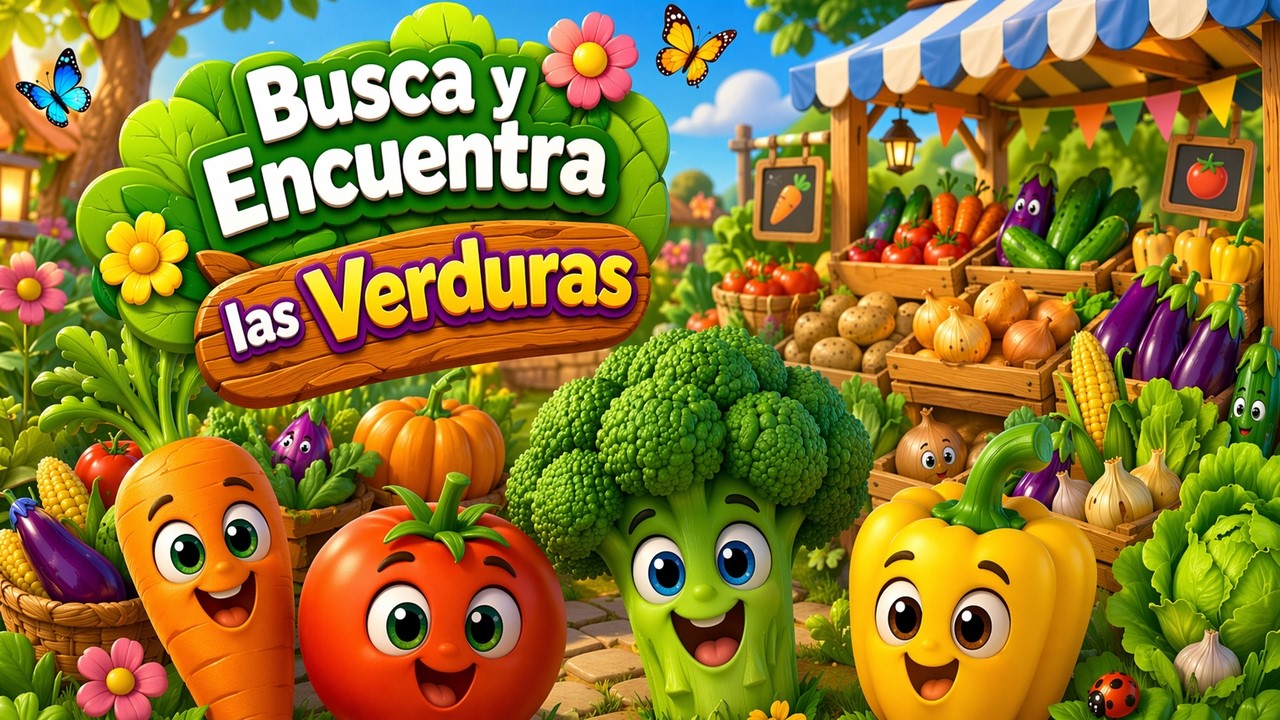 Verduras Escondidas: Juego de Atención Visual y Vocabulario para Niños
